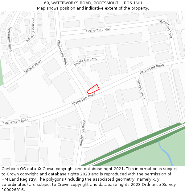 69, WATERWORKS ROAD, PORTSMOUTH, PO6 1NH: Location map and indicative extent of plot