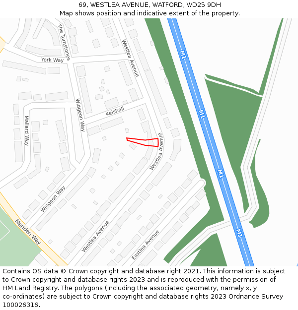 69, WESTLEA AVENUE, WATFORD, WD25 9DH: Location map and indicative extent of plot