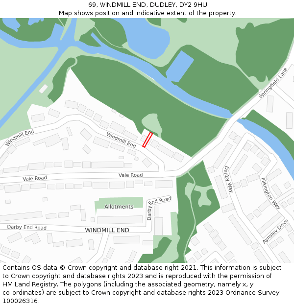 69, WINDMILL END, DUDLEY, DY2 9HU: Location map and indicative extent of plot