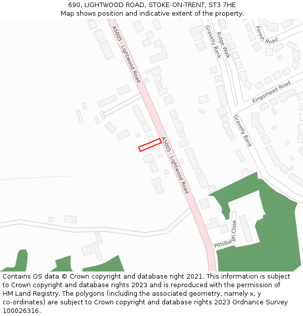 690, LIGHTWOOD ROAD, STOKE-ON-TRENT, ST3 7HE: Location map and indicative extent of plot