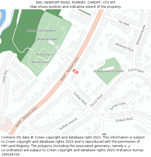 690, NEWPORT ROAD, RUMNEY, CARDIFF, CF3 4FF: Location map and indicative extent of plot