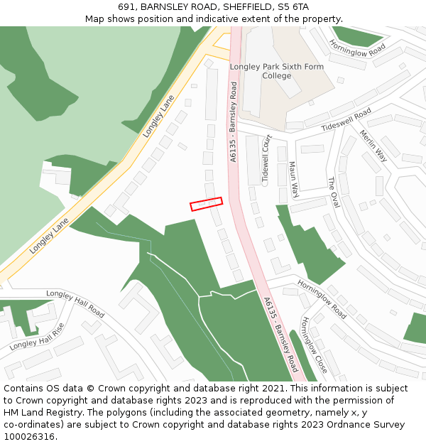 691, BARNSLEY ROAD, SHEFFIELD, S5 6TA: Location map and indicative extent of plot