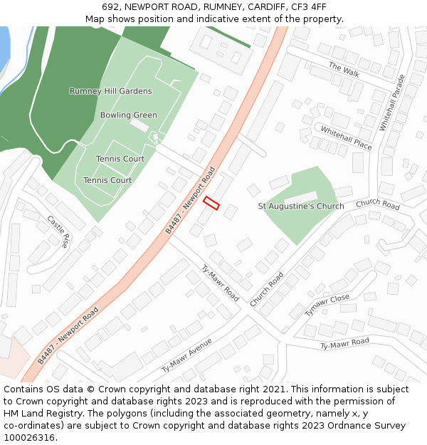 692, NEWPORT ROAD, RUMNEY, CARDIFF, CF3 4FF: Location map and indicative extent of plot