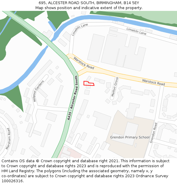 695, ALCESTER ROAD SOUTH, BIRMINGHAM, B14 5EY: Location map and indicative extent of plot