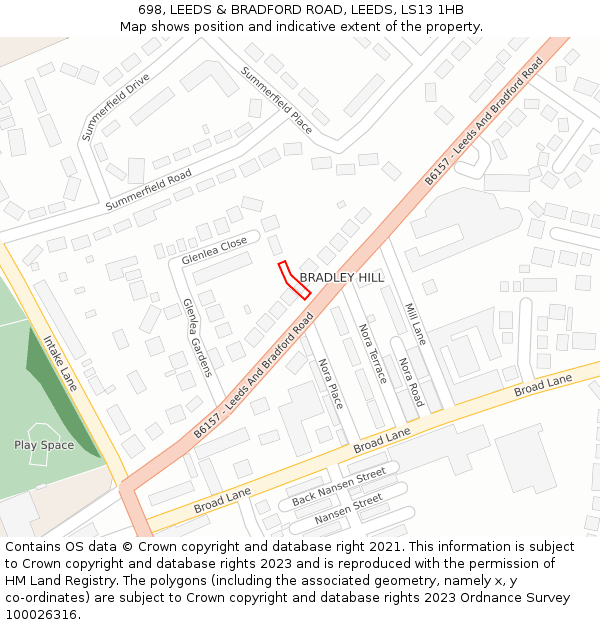 698, LEEDS & BRADFORD ROAD, LEEDS, LS13 1HB: Location map and indicative extent of plot