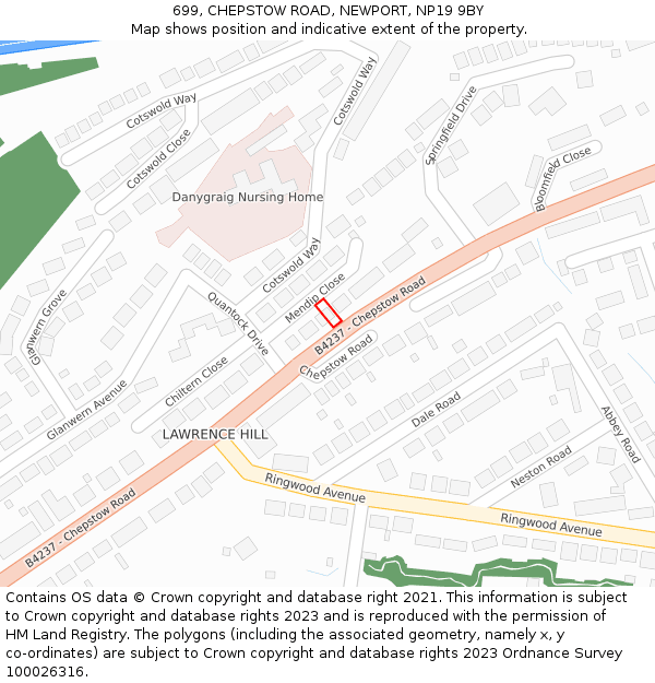 699, CHEPSTOW ROAD, NEWPORT, NP19 9BY: Location map and indicative extent of plot