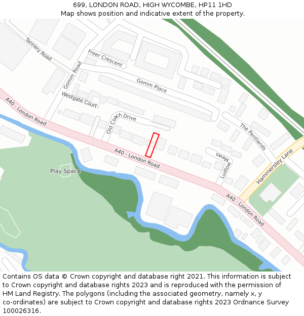 699, LONDON ROAD, HIGH WYCOMBE, HP11 1HD: Location map and indicative extent of plot