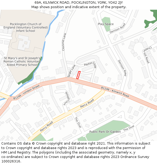 69A, KILNWICK ROAD, POCKLINGTON, YORK, YO42 2JY: Location map and indicative extent of plot