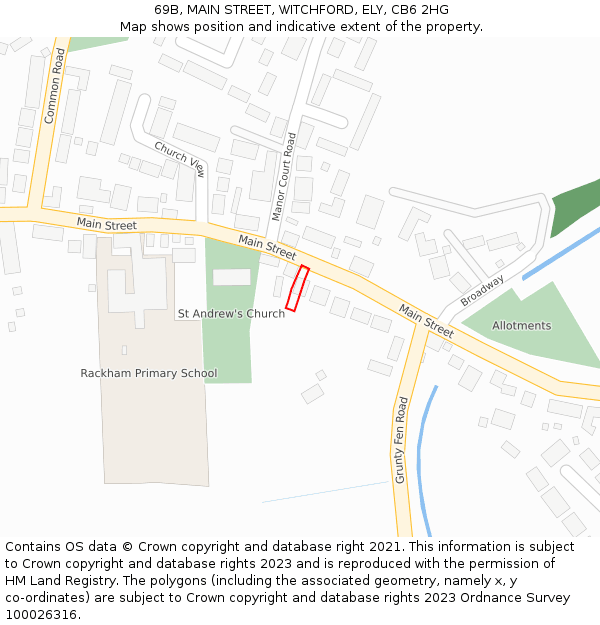 69B, MAIN STREET, WITCHFORD, ELY, CB6 2HG: Location map and indicative extent of plot