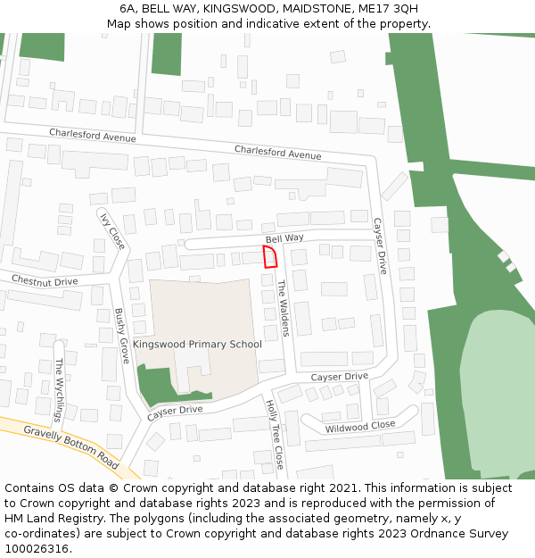 6A, BELL WAY, KINGSWOOD, MAIDSTONE, ME17 3QH: Location map and indicative extent of plot