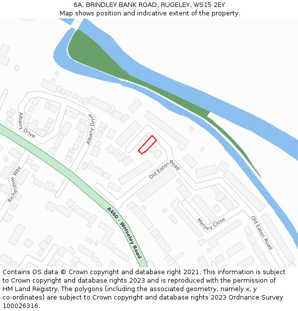 6A, BRINDLEY BANK ROAD, RUGELEY, WS15 2EY: Location map and indicative extent of plot