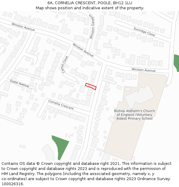 6A, CORNELIA CRESCENT, POOLE, BH12 1LU: Location map and indicative extent of plot