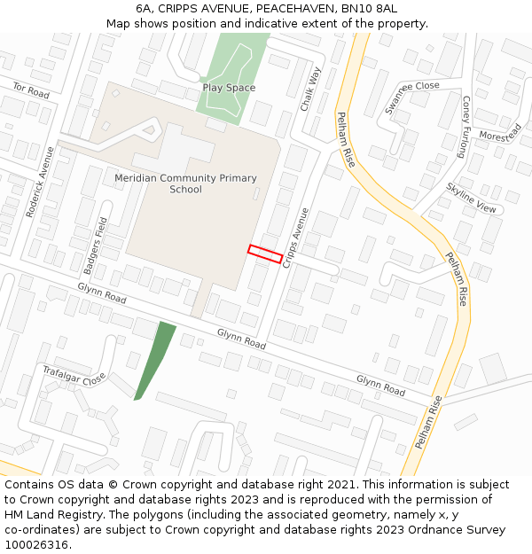 6A, CRIPPS AVENUE, PEACEHAVEN, BN10 8AL: Location map and indicative extent of plot