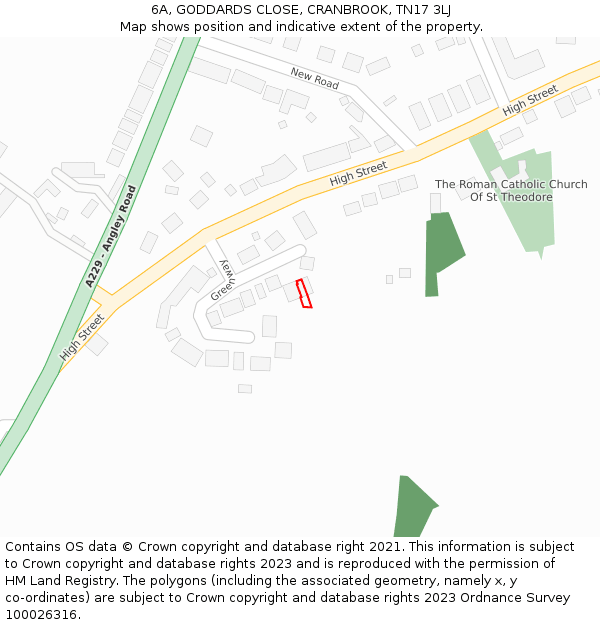 6A, GODDARDS CLOSE, CRANBROOK, TN17 3LJ: Location map and indicative extent of plot