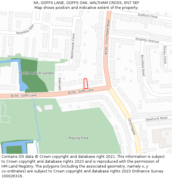 6A, GOFFS LANE, GOFFS OAK, WALTHAM CROSS, EN7 5EF: Location map and indicative extent of plot