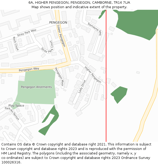 6A, HIGHER PENGEGON, PENGEGON, CAMBORNE, TR14 7UA: Location map and indicative extent of plot