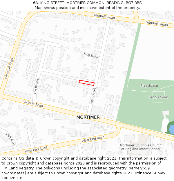 6A, KING STREET, MORTIMER COMMON, READING, RG7 3RS: Location map and indicative extent of plot