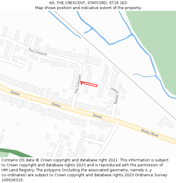 6A, THE CRESCENT, STAFFORD, ST16 1ED: Location map and indicative extent of plot