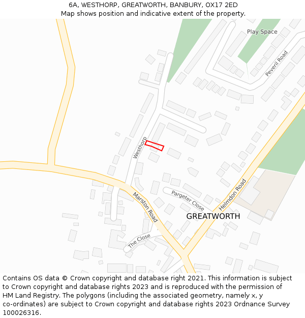 6A, WESTHORP, GREATWORTH, BANBURY, OX17 2ED: Location map and indicative extent of plot