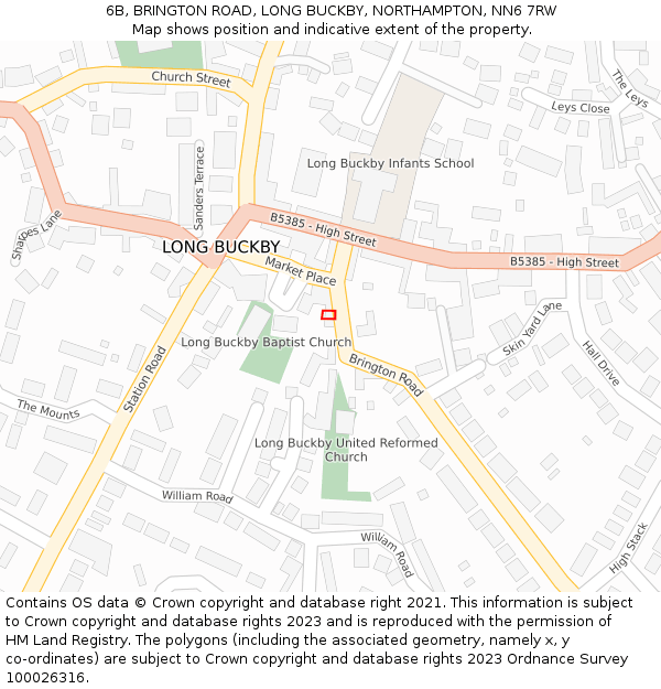 6B, BRINGTON ROAD, LONG BUCKBY, NORTHAMPTON, NN6 7RW: Location map and indicative extent of plot