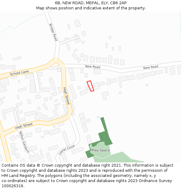 6B, NEW ROAD, MEPAL, ELY, CB6 2AP: Location map and indicative extent of plot