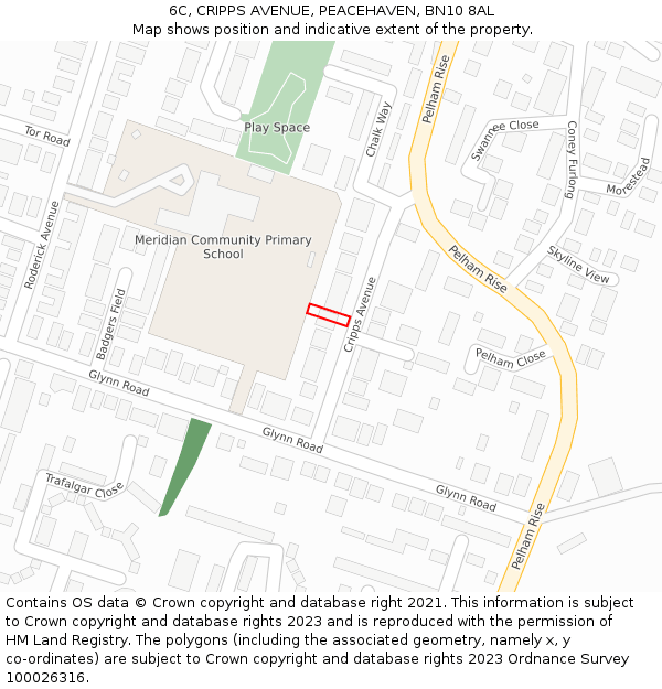 6C, CRIPPS AVENUE, PEACEHAVEN, BN10 8AL: Location map and indicative extent of plot