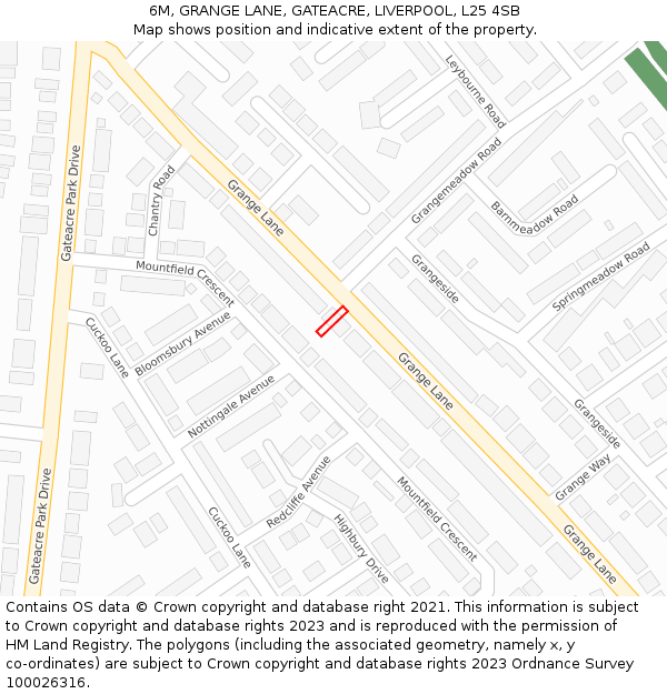 6M, GRANGE LANE, GATEACRE, LIVERPOOL, L25 4SB: Location map and indicative extent of plot