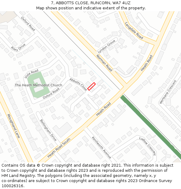 7, ABBOTTS CLOSE, RUNCORN, WA7 4UZ: Location map and indicative extent of plot
