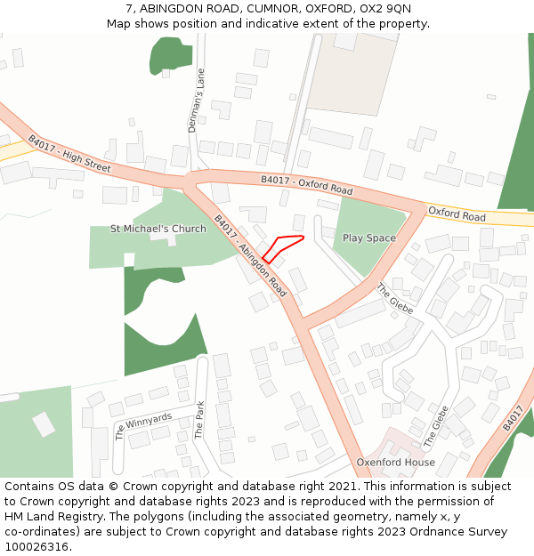 7, ABINGDON ROAD, CUMNOR, OXFORD, OX2 9QN: Location map and indicative extent of plot