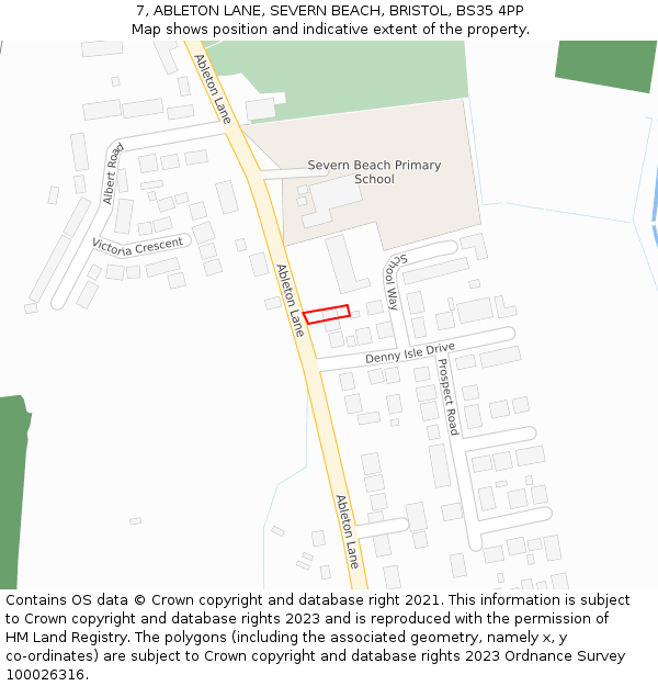 7, ABLETON LANE, SEVERN BEACH, BRISTOL, BS35 4PP: Location map and indicative extent of plot
