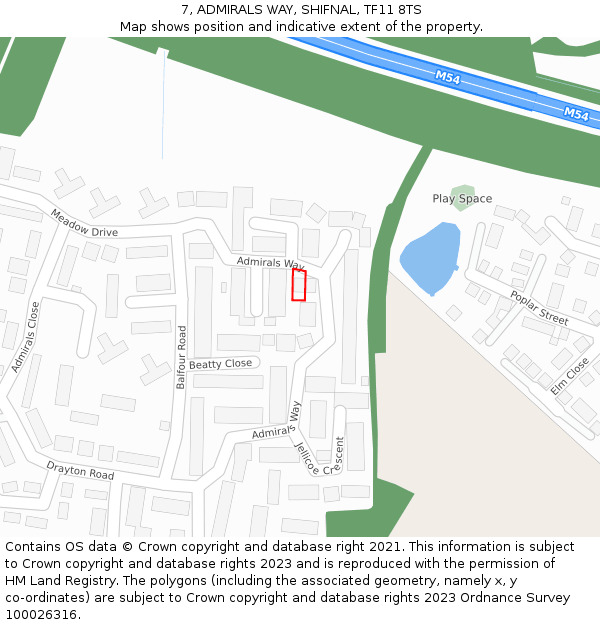 7, ADMIRALS WAY, SHIFNAL, TF11 8TS: Location map and indicative extent of plot
