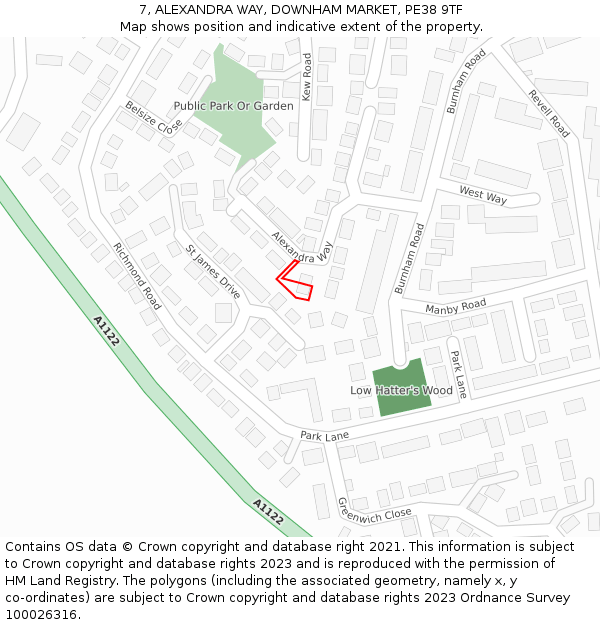 7, ALEXANDRA WAY, DOWNHAM MARKET, PE38 9TF: Location map and indicative extent of plot