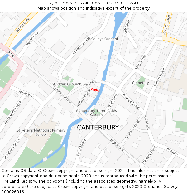 7, ALL SAINTS LANE, CANTERBURY, CT1 2AU: Location map and indicative extent of plot