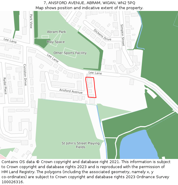 7, ANSFORD AVENUE, ABRAM, WIGAN, WN2 5PQ: Location map and indicative extent of plot