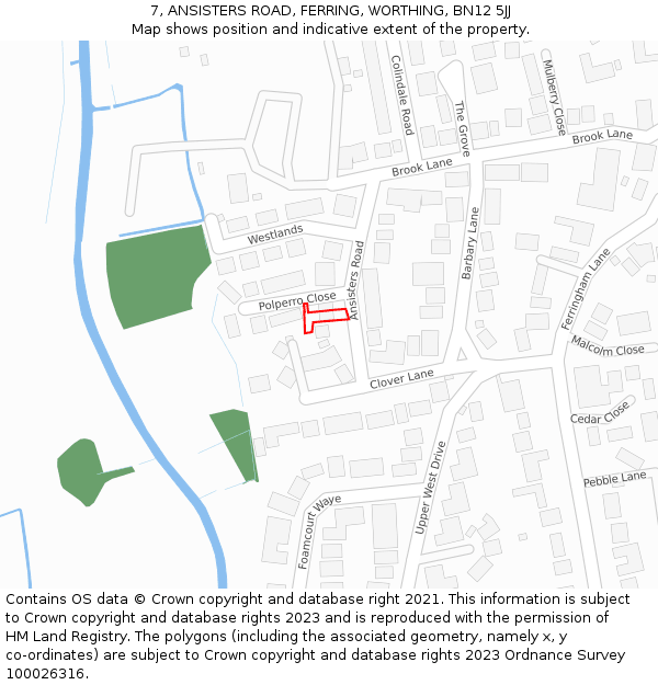 7, ANSISTERS ROAD, FERRING, WORTHING, BN12 5JJ: Location map and indicative extent of plot