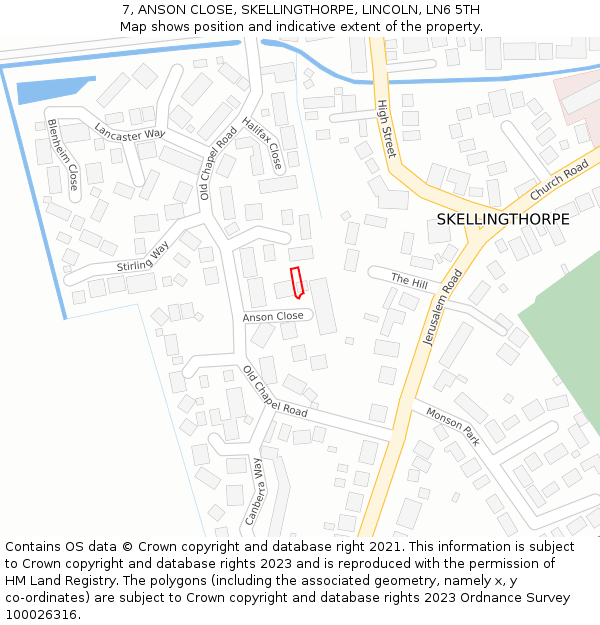 7, ANSON CLOSE, SKELLINGTHORPE, LINCOLN, LN6 5TH: Location map and indicative extent of plot