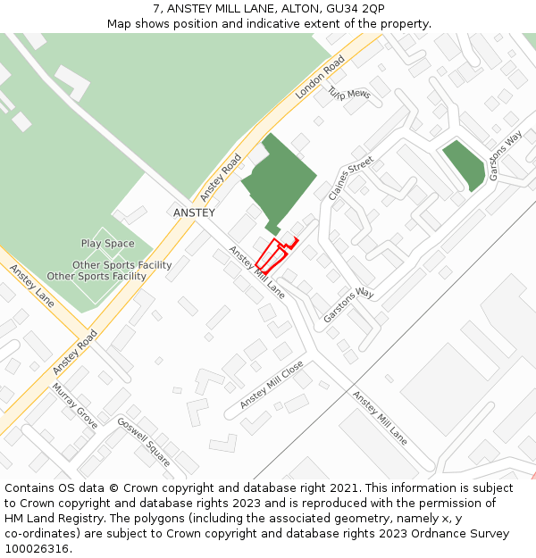 7, ANSTEY MILL LANE, ALTON, GU34 2QP: Location map and indicative extent of plot