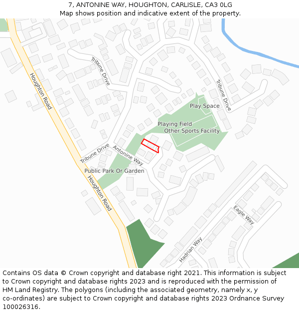 7, ANTONINE WAY, HOUGHTON, CARLISLE, CA3 0LG: Location map and indicative extent of plot