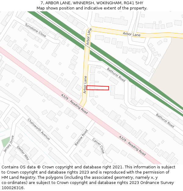 7, ARBOR LANE, WINNERSH, WOKINGHAM, RG41 5HY: Location map and indicative extent of plot