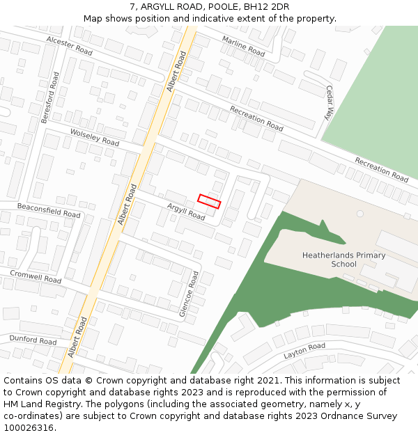 7, ARGYLL ROAD, POOLE, BH12 2DR: Location map and indicative extent of plot