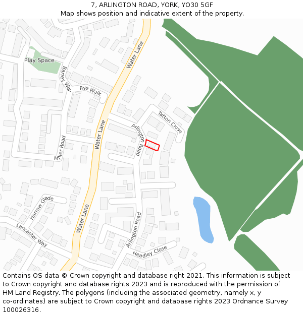 7, ARLINGTON ROAD, YORK, YO30 5GF: Location map and indicative extent of plot