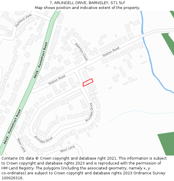 7, ARUNDELL DRIVE, BARNSLEY, S71 5LF: Location map and indicative extent of plot