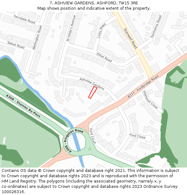 7, ASHVIEW GARDENS, ASHFORD, TW15 3RE: Location map and indicative extent of plot