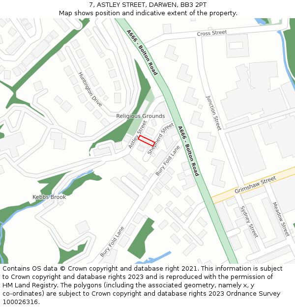 7, ASTLEY STREET, DARWEN, BB3 2PT: Location map and indicative extent of plot