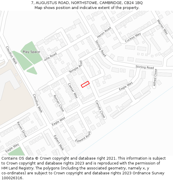 7, AUGUSTUS ROAD, NORTHSTOWE, CAMBRIDGE, CB24 1BQ: Location map and indicative extent of plot