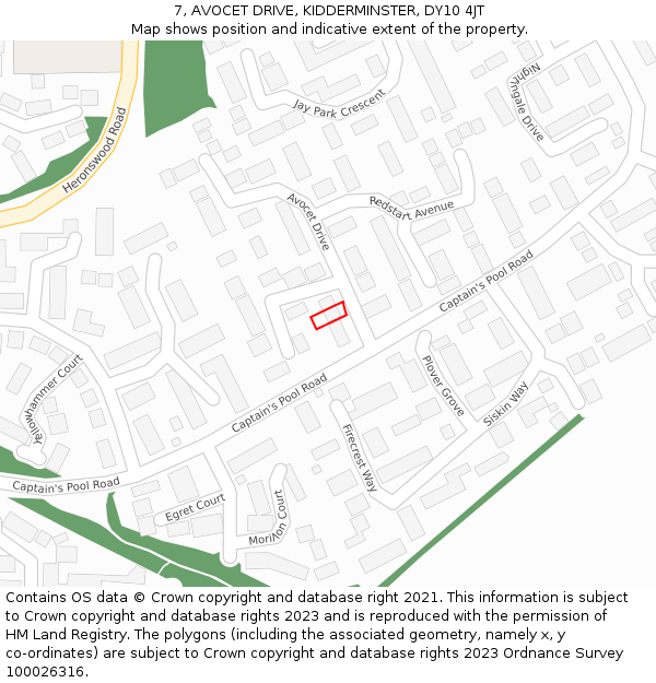 7, AVOCET DRIVE, KIDDERMINSTER, DY10 4JT: Location map and indicative extent of plot