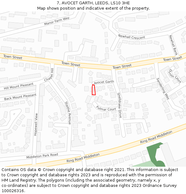 7, AVOCET GARTH, LEEDS, LS10 3HE: Location map and indicative extent of plot