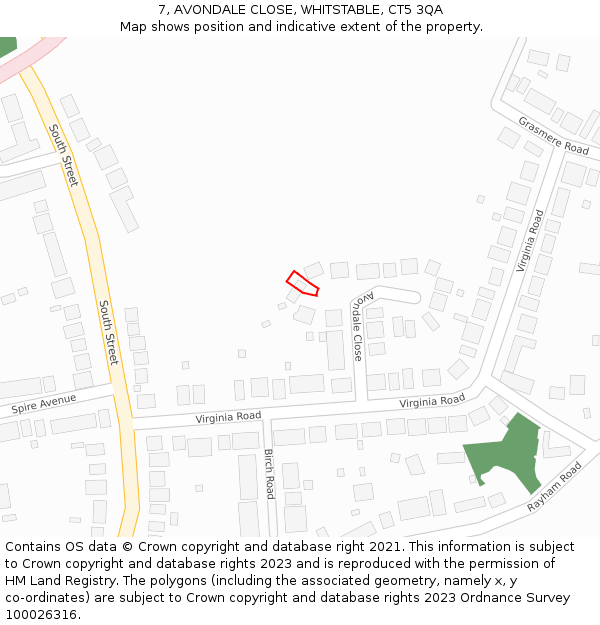 7, AVONDALE CLOSE, WHITSTABLE, CT5 3QA: Location map and indicative extent of plot