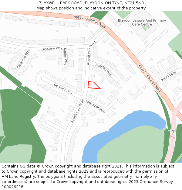 7, AXWELL PARK ROAD, BLAYDON-ON-TYNE, NE21 5NR: Location map and indicative extent of plot