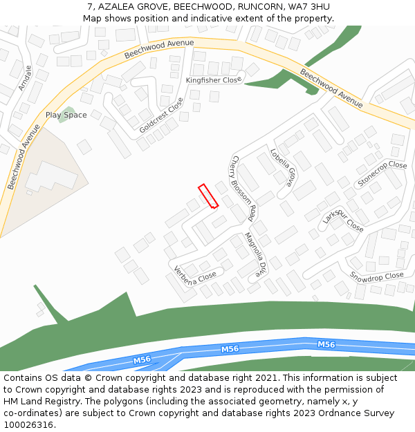7, AZALEA GROVE, BEECHWOOD, RUNCORN, WA7 3HU: Location map and indicative extent of plot